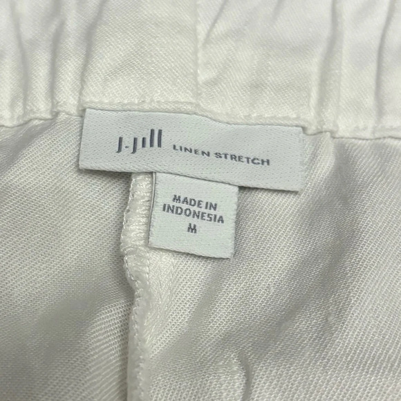 J Jill Linen Cropped Pants Wide Leg Stretch Elastic Waist Beach Boho Size Medium - Picture 5 of 13